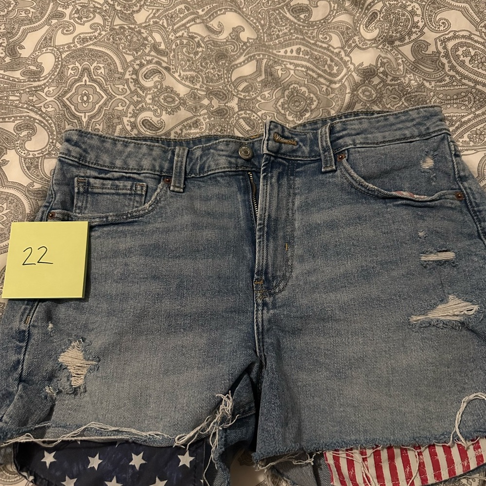Old Navy OG short high-rise shorts, American flag print pockets size 12